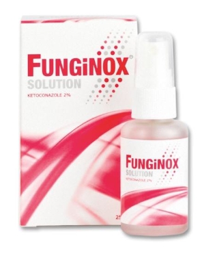 รูปภาพของ Funginox solution Ketoconazole 2% 25ml.(ฟังจิน็อกซ์ โซลูชั่น) สเปรย์รักษาโรคผิวหนัง เชื้อรา